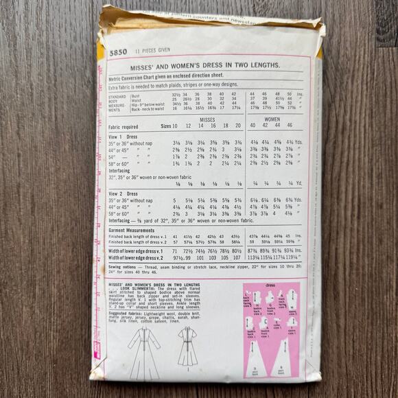 Vintage 1970s Simplicity 5850 Sewing Pattern Size Med Maxi & Midi Dress COMPLETE - Picture 2 of 2